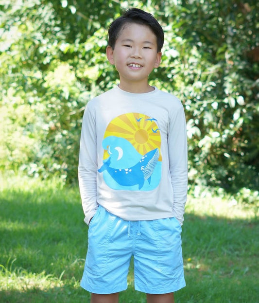 Long Sleeve Sun Protection Shirt - Whale design